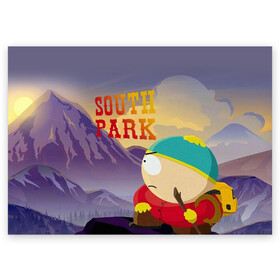 Поздравительная открытка с принтом South Park Картмен в Санкт-Петербурге, 100% бумага | плотность бумаги 280 г/м2, матовая, на обратной стороне линовка и место для марки
 | south park | баттерс | кайл | картмен | кени | кеннет | кенни | мультик | саус парк | стэнли | эрик | южный парк