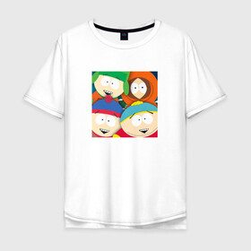 Мужская футболка хлопок Oversize с принтом South Park в Санкт-Петербурге, 100% хлопок | свободный крой, круглый ворот, “спинка” длиннее передней части | park | south | south park | картман | кени | они убили кени | парк | сволочи | южный | южный парк