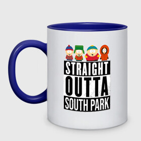 Кружка двухцветная с принтом SOUTH PARK в Санкт-Петербурге, керамика | объем — 330 мл, диаметр — 80 мм. Цветная ручка и кайма сверху, в некоторых цветах — вся внутренняя часть | Тематика изображения на принте: animation | cartman | colorado | eric | gangsta | hip hop | kenny | n.w.a | san | south park | usa | жесть | кайл | картман | кенни | мультфильмы | шикарно | эрик | южный парк