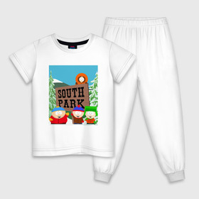 Детская пижама хлопок с принтом ЮЖНЫЙ ПАРК в Санкт-Петербурге, 100% хлопок |  брюки и футболка прямого кроя, без карманов, на брюках мягкая резинка на поясе и по низу штанин
 | 