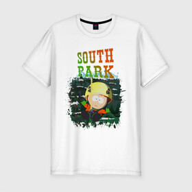 Мужская футболка хлопок Slim с принтом South Park в Санкт-Петербурге, 92% хлопок, 8% лайкра | приталенный силуэт, круглый вырез ворота, длина до линии бедра, короткий рукав | south park | баттерс | кайл | картман | картмен | кени | кеннет | кенни | мультик | саус парк | стэнли | эрик | южный парк