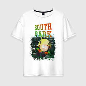 Женская футболка хлопок Oversize с принтом South Park в Санкт-Петербурге, 100% хлопок | свободный крой, круглый ворот, спущенный рукав, длина до линии бедер
 | south park | баттерс | кайл | картман | картмен | кени | кеннет | кенни | мультик | саус парк | стэнли | эрик | южный парк