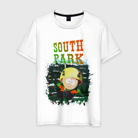 Мужская футболка хлопок с принтом South Park в Санкт-Петербурге, 100% хлопок | прямой крой, круглый вырез горловины, длина до линии бедер, слегка спущенное плечо. | south park | баттерс | кайл | картман | картмен | кени | кеннет | кенни | мультик | саус парк | стэнли | эрик | южный парк