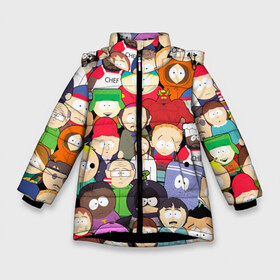 Зимняя куртка для девочек 3D с принтом South Park персонажи в Санкт-Петербурге, ткань верха — 100% полиэстер; подклад — 100% полиэстер, утеплитель — 100% полиэстер. | длина ниже бедра, удлиненная спинка, воротник стойка и отстегивающийся капюшон. Есть боковые карманы с листочкой на кнопках, утяжки по низу изделия и внутренний карман на молнии. 

Предусмотрены светоотражающий принт на спинке, радужный светоотражающий элемент на пуллере молнии и на резинке для утяжки. | park | south | south park | брофловски | герои | кайл | картман | кени | марж | они убили кени | парк | персонажи | ренди | рэнди | сволочи | стен | стэнн | южный | южный парк
