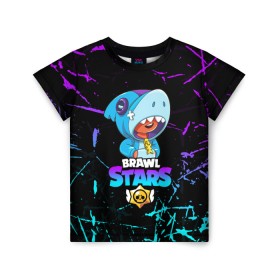 Детская футболка 3D с принтом BRAWL STARS LEON SHARK в Санкт-Петербурге, 100% гипоаллергенный полиэфир | прямой крой, круглый вырез горловины, длина до линии бедер, чуть спущенное плечо, ткань немного тянется | 8 bit | 8 бит | bibi | brawl stars | crow | el brown | leon | leon shark | max | mr.p | sally leon | shark | stars | virus | werewolf | акула | биби | вирус | ворон | леон | оборотень | пингвин