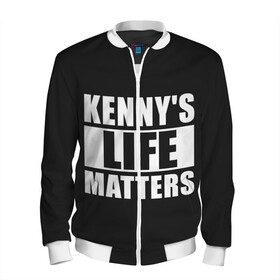 Мужской бомбер 3D с принтом KENNYS LIFE MATTERS в Санкт-Петербурге, 100% полиэстер | застегивается на молнию, по бокам два кармана без застежек, по низу бомбера и на воротнике - эластичная резинка | Тематика изображения на принте: cartman | kenny | park | south | southpark | картман | кенни | мульт | мультик | парк | персонаж | персонажи | сериал | южный