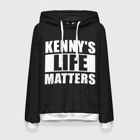 Женская толстовка 3D с принтом KENNYS LIFE MATTERS в Санкт-Петербурге, 100% полиэстер  | двухслойный капюшон со шнурком для регулировки, мягкие манжеты на рукавах и по низу толстовки, спереди карман-кенгуру с мягким внутренним слоем. | cartman | kenny | park | south | southpark | картман | кенни | мульт | мультик | парк | персонаж | персонажи | сериал | южный