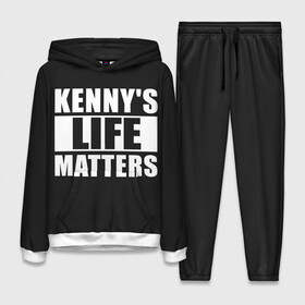 Женский костюм 3D (с толстовкой) с принтом KENNYS LIFE MATTERS в Санкт-Петербурге,  |  | Тематика изображения на принте: cartman | kenny | park | south | southpark | картман | кенни | мульт | мультик | парк | персонаж | персонажи | сериал | южный