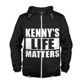 Мужская ветровка 3D с принтом KENNYS LIFE MATTERS в Санкт-Петербурге, 100% полиэстер | подол и капюшон оформлены резинкой с фиксаторами, два кармана без застежек по бокам, один потайной карман на груди | cartman | kenny | park | south | southpark | картман | кенни | мульт | мультик | парк | персонаж | персонажи | сериал | южный