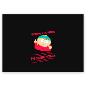 Поздравительная открытка с принтом Cartman в Санкт-Петербурге, 100% бумага | плотность бумаги 280 г/м2, матовая, на обратной стороне линовка и место для марки
 | cartman | kenny | park | south | southpark | картман | кенни | мульт | мультик | парк | персонаж | персонажи | сериал | южный