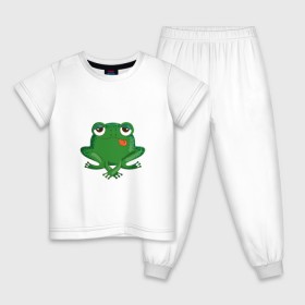Детская пижама хлопок с принтом Who let the frogs out? в Санкт-Петербурге, 100% хлопок |  брюки и футболка прямого кроя, без карманов, на брюках мягкая резинка на поясе и по низу штанин
 | жаба | лягушка