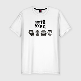 Мужская футболка хлопок Slim с принтом South park в Санкт-Петербурге, 92% хлопок, 8% лайкра | приталенный силуэт, круглый вырез ворота, длина до линии бедра, короткий рукав | кайл брофловски | кенни маккормик | стэн марш | эрик картман