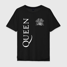 Мужская футболка хлопок Oversize с принтом QUEEN. в Санкт-Петербурге, 100% хлопок | свободный крой, круглый ворот, “спинка” длиннее передней части | queen | квин | мистер робот | музыка | рами малек | рок | фредди меркьюри