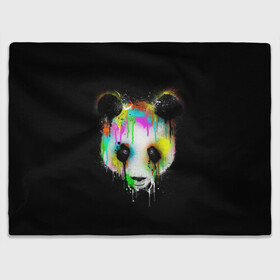 Плед 3D с принтом ПАНДА В КРАСКЕ | PANDA IN PAINT в Санкт-Петербурге, 100% полиэстер | закругленные углы, все края обработаны. Ткань не мнется и не растягивается | panda | животные | краска | медведь | милая | няшная | панда | прикольная | смешно | юмор