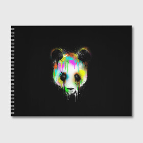 Альбом для рисования с принтом Панда в краске в Санкт-Петербурге, 100% бумага
 | матовая бумага, плотность 200 мг. | panda | животные | краска | медведь | милая | няшная | панда | прикольная | смешно | юмор