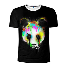 Мужская футболка 3D спортивная с принтом ПАНДА В КРАСКЕ | PANDA IN PAINT в Санкт-Петербурге, 100% полиэстер с улучшенными характеристиками | приталенный силуэт, круглая горловина, широкие плечи, сужается к линии бедра | panda | животные | краска | медведь | милая | няшная | панда | прикольная | смешно | юмор