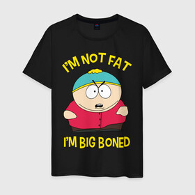 Мужская футболка хлопок с принтом South Park, Эрик Картман в Санкт-Петербурге, 100% хлопок | прямой крой, круглый вырез горловины, длина до линии бедер, слегка спущенное плечо. | Тематика изображения на принте: eric cartman | south park | эрик картман | южный парк | я не толстый у меня кость широкая