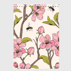 Скетчбук с принтом САКУРА в Санкт-Петербурге, 100% бумага
 | 48 листов, плотность листов — 100 г/м2, плотность картонной обложки — 250 г/м2. Листы скреплены сверху удобной пружинной спиралью | animals | bees | chery | flowers | insects | japan | sakura | вишня | животные | насекомые | пчелы | растения | сакура | цветы | цветы сакуры | япония