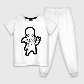 Детская пижама хлопок с принтом Ктулху в Санкт-Петербурге, 100% хлопок |  брюки и футболка прямого кроя, без карманов, на брюках мягкая резинка на поясе и по низу штанин
 | ктулху | лавкрафт | монстр | некрономикон | ужас | фэнтези | чудовище
