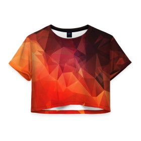 Женская футболка Crop-top 3D с принтом Polygon(orange) в Санкт-Петербурге, 100% полиэстер | круглая горловина, длина футболки до линии талии, рукава с отворотами | 