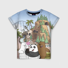 Детская футболка 3D с принтом Вся правда о медведях. Селфи в Санкт-Петербурге, 100% гипоаллергенный полиэфир | прямой крой, круглый вырез горловины, длина до линии бедер, чуть спущенное плечо, ткань немного тянется | grizzly | ice bear | panda | the three bare bears | vdzajul | we bare bears | белый | вся правда о медведях | гризли | панда | правда