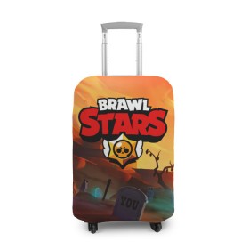 Чехол для чемодана 3D с принтом BRAWL STARS в Санкт-Петербурге, 86% полиэфир, 14% спандекс | двустороннее нанесение принта, прорези для ручек и колес | 8 bit | barley | brawl stars | brock | bull | colt | crow | dynamike | frank | jessie | leon | барли | бравл старс | брок | булл | ворон | динамайк | кольт | леон | могила | фрэнк