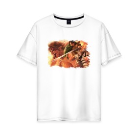 Женская футболка хлопок Oversize с принтом АТАКА ТИТАНОВ в Санкт-Петербурге, 100% хлопок | свободный крой, круглый ворот, спущенный рукав, длина до линии бедер
 | 