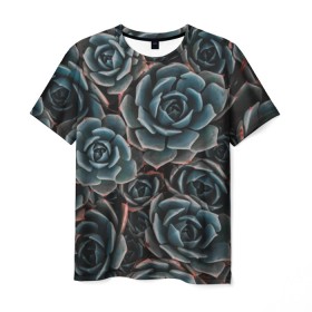 Мужская футболка 3D с принтом Цветы Розы в Санкт-Петербурге, 100% полиэфир | прямой крой, круглый вырез горловины, длина до линии бедер | bloom | blossom | flos | flowers | steel roses | красота | лепестки | растения | цветки | цветы