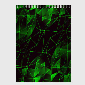 Скетчбук с принтом GREEN STRIPES в Санкт-Петербурге, 100% бумага
 | 48 листов, плотность листов — 100 г/м2, плотность картонной обложки — 250 г/м2. Листы скреплены сверху удобной пружинной спиралью | abstraction | geometry | hexagon | neon | paints | stripes | texture | triangle | абстракция | брызги | геометрия | краски | неон | неоновый | соты | текстура