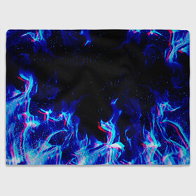 Плед 3D с принтом СИНИЙ ОГОНЬ ГЛИТЧ | BLUE FIRE GLITCH в Санкт-Петербурге, 100% полиэстер | закругленные углы, все края обработаны. Ткань не мнется и не растягивается | abstraction | fire | flame | geometry | hexagon | neon | paints | stripes | texture | triangle | абстракция | брызги | геометрия | краски | неон | неоновый | огонь | соты | текстура