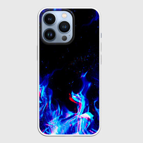 Чехол для iPhone 13 Pro с принтом СИНИЙ ОГОНЬ ГЛИТЧ | BLUE FIRE GLITCH в Санкт-Петербурге,  |  | abstraction | fire | flame | geometry | hexagon | neon | paints | stripes | texture | triangle | абстракция | брызги | геометрия | краски | неон | неоновый | огонь | соты | текстура