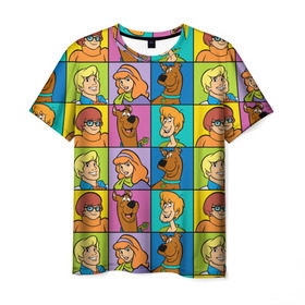 Мужская футболка 3D с принтом Scooby-Doo Сharacters в Санкт-Петербурге, 100% полиэфир | прямой крой, круглый вырез горловины, длина до линии бедер | fred jones | scooby doo | vdosadir | velma dinkle | велма динкли | дафна блейк | скуберт фон дуенхеймер | скуби ду | уильям ханна | фред джонс