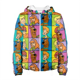 Женская куртка 3D с принтом Scooby-Doo Сharacters в Санкт-Петербурге, ткань верха — 100% полиэстер, подклад — флис | прямой крой, подол и капюшон оформлены резинкой с фиксаторами, два кармана без застежек по бокам, один большой потайной карман на груди. Карман на груди застегивается на липучку | Тематика изображения на принте: fred jones | scooby doo | vdosadir | velma dinkle | велма динкли | дафна блейк | скуберт фон дуенхеймер | скуби ду | уильям ханна | фред джонс