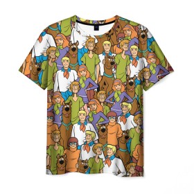 Мужская футболка 3D с принтом Scooby-Doo Team в Санкт-Петербурге, 100% полиэфир | прямой крой, круглый вырез горловины, длина до линии бедер | fred jones | scooby doo | vdosadir | velma dinkle | велма динкли | дафна блейк | скуберт фон дуенхеймер | скуби ду | уильям ханна | фред джонс | шегги