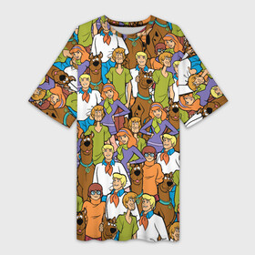 Платье-футболка 3D с принтом Scooby Doo Team в Санкт-Петербурге,  |  | fred jones | scooby doo | vdosadir | velma dinkle | велма динкли | дафна блейк | скуберт фон дуенхеймер | скуби ду | уильям ханна | фред джонс | шегги