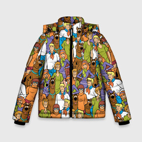 Зимняя куртка для мальчиков 3D с принтом Scooby-Doo Team в Санкт-Петербурге, ткань верха — 100% полиэстер; подклад — 100% полиэстер, утеплитель — 100% полиэстер | длина ниже бедра, удлиненная спинка, воротник стойка и отстегивающийся капюшон. Есть боковые карманы с листочкой на кнопках, утяжки по низу изделия и внутренний карман на молнии. 

Предусмотрены светоотражающий принт на спинке, радужный светоотражающий элемент на пуллере молнии и на резинке для утяжки | fred jones | scooby doo | vdosadir | velma dinkle | велма динкли | дафна блейк | скуберт фон дуенхеймер | скуби ду | уильям ханна | фред джонс | шегги
