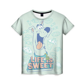 Женская футболка 3D с принтом Life is Sweet в Санкт-Петербурге, 100% полиэфир ( синтетическое хлопкоподобное полотно) | прямой крой, круглый вырез горловины, длина до линии бедер | scooby doo | vdosadir | скуберт фон дуенхеймер | скуби ду | уильям ханна