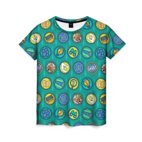 Женская футболка 3D с принтом Scooby-Doo Icons в Санкт-Петербурге, 100% полиэфир ( синтетическое хлопкоподобное полотно) | прямой крой, круглый вырез горловины, длина до линии бедер | scooby doo | vdosadir | скуберт фон дуенхеймер | скуби ду | уильям ханна | шегги