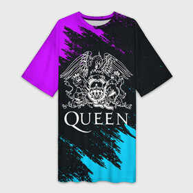 Платье-футболка 3D с принтом QUEEN | КВИН (Z) в Санкт-Петербурге,  |  | queen | rock | we will rock you | брайан мэи | группа queen | группа квин | джон дикон | квин | королева | король | роджер тейлор | рок | фредди меркьюри