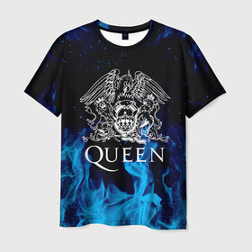 Мужская футболка 3D с принтом QUEEN  в Санкт-Петербурге, 100% полиэфир | прямой крой, круглый вырез горловины, длина до линии бедер | queen | rock | we will rock you | брайан мэи | группа queen | группа квин | джон дикон | квин | королева | король | роджер тейлор | рок | фредди меркьюри