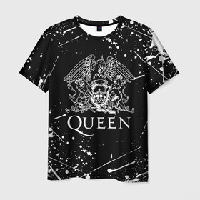 Мужская футболка 3D с принтом QUEEN  в Санкт-Петербурге, 100% полиэфир | прямой крой, круглый вырез горловины, длина до линии бедер | queen | rock | we will rock you | брайан мэи | группа queen | группа квин | джон дикон | квин | королева | король | роджер тейлор | рок | фредди меркьюри