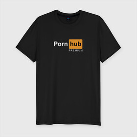 Мужская футболка хлопок Slim с принтом PornHub premium в Санкт-Петербурге, 92% хлопок, 8% лайкра | приталенный силуэт, круглый вырез ворота, длина до линии бедра, короткий рукав | premium | бесплатный прем | прем | премиальная | премиум | премиумная