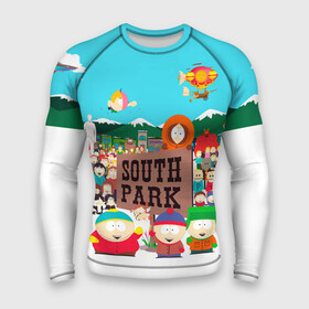 Мужской рашгард 3D с принтом South Park в Санкт-Петербурге,  |  | south park | sp | батерс | баттерс | гарисон | енот | кайл  брофловски | картман | кеннет | кенни | маки | макки | маккормик | марш | мистер | мистереон | мультфильм | полотенчик | ренди | саус парк | сауспарк