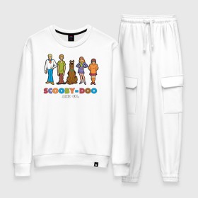 Женский костюм хлопок с принтом Scooby-Doo and Co в Санкт-Петербурге, 100% хлопок | на свитшоте круглая горловина, мягкая резинка по низу. Брюки заужены к низу, на них два вида карманов: два 