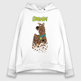 Женское худи Oversize хлопок с принтом Scooby-Doo в Санкт-Петербурге, френч-терри — 70% хлопок, 30% полиэстер. Мягкий теплый начес внутри —100% хлопок | боковые карманы, эластичные манжеты и нижняя кромка, капюшон на магнитной кнопке | scooby doo | vdosadir | скуберт фон дуенхеймер | скуби ду | уильям ханна