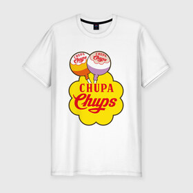 Мужская футболка хлопок Slim с принтом Chupa-Chups в Санкт-Петербурге, 92% хлопок, 8% лайкра | приталенный силуэт, круглый вырез ворота, длина до линии бедра, короткий рукав | Тематика изображения на принте: 
