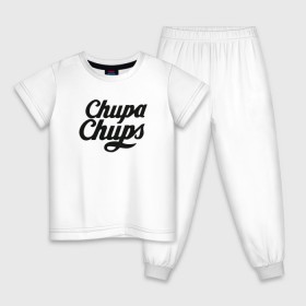 Детская пижама хлопок с принтом Chupa-Chups Logo в Санкт-Петербурге, 100% хлопок |  брюки и футболка прямого кроя, без карманов, на брюках мягкая резинка на поясе и по низу штанин
 | chupa chups | confectus | confetto | бренд | конфета | сладкое | сладость | сосалка | соска | чупа | чупа чупс | чупс