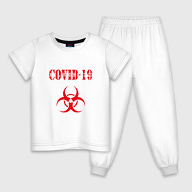 Детская пижама хлопок с принтом COVID-19 в Санкт-Петербурге, 100% хлопок |  брюки и футболка прямого кроя, без карманов, на брюках мягкая резинка на поясе и по низу штанин
 | coronavirus | covid 19 | keep calm | virus | будь спокоен | вирус | ковид 19 | корона вирус | коронавирус | короновирус | пандемия | т вирус | эпидемия