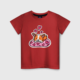 Детская футболка хлопок с принтом Любимый корги в Санкт-Петербурге, 100% хлопок | круглый вырез горловины, полуприлегающий силуэт, длина до линии бедер | corgi | корги | маленькая собачка | милый | милый корги | рыжая | рыжая собачка | собака | собачка | такси