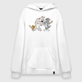 Худи SuperOversize хлопок с принтом Tom&Jerry в Санкт-Петербурге, 70% хлопок, 30% полиэстер, мягкий начес внутри | карман-кенгуру, эластичная резинка на манжетах и по нижней кромке, двухслойный капюшон
 | spike | tom  jerry | tom and jerry | tomjerry | tuffy | vdgerir | мамочка два тапочка | том и джери | том и джерри